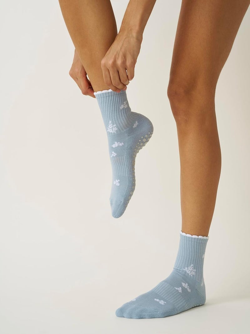Shapes Studio Crew Half Calf Grip Socks, Cutest Fruits Pilates Socks, Ruffle socks, Non-Slip, Barre Yoga Fitness - Image 5